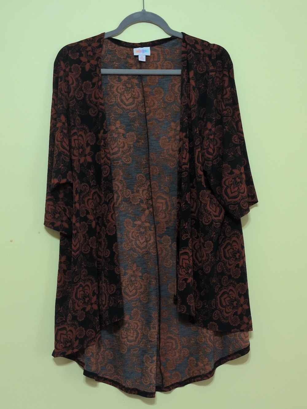 LuLaRoe Black and Brown Floral Open-Front Cardigan